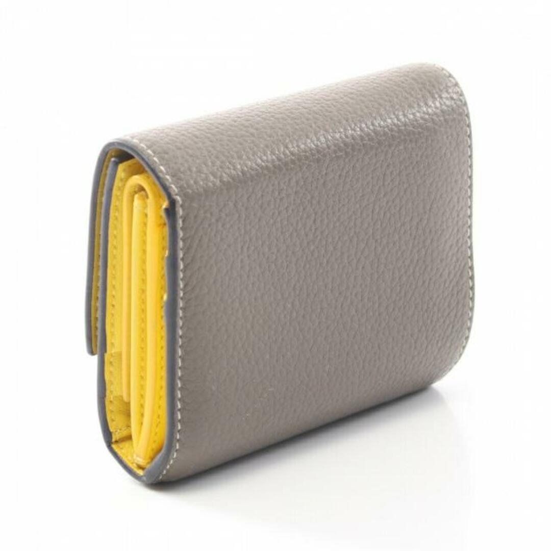 フォールデッド コンパクト三つ折りミニ財布 三つ折り財布 レザー グレーブラウン イエロー フォールデッド コンパクト三つ折りミニ財布 三つ折り財布 レザー グレーブラウン イエロー