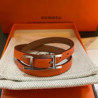 エルメス(Hermes)のHERMES エルメス　レザーブレスレット<ビーアピ>ドゥブルトゥール(ブレスレット/バングル)