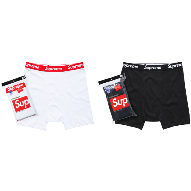 Supreme(シュプリーム)の送料無料！Supreme hanes ボクサーパンツ M 白黒２枚セット正規品 メンズのアンダーウェア(ボクサーパンツ)の商品写真