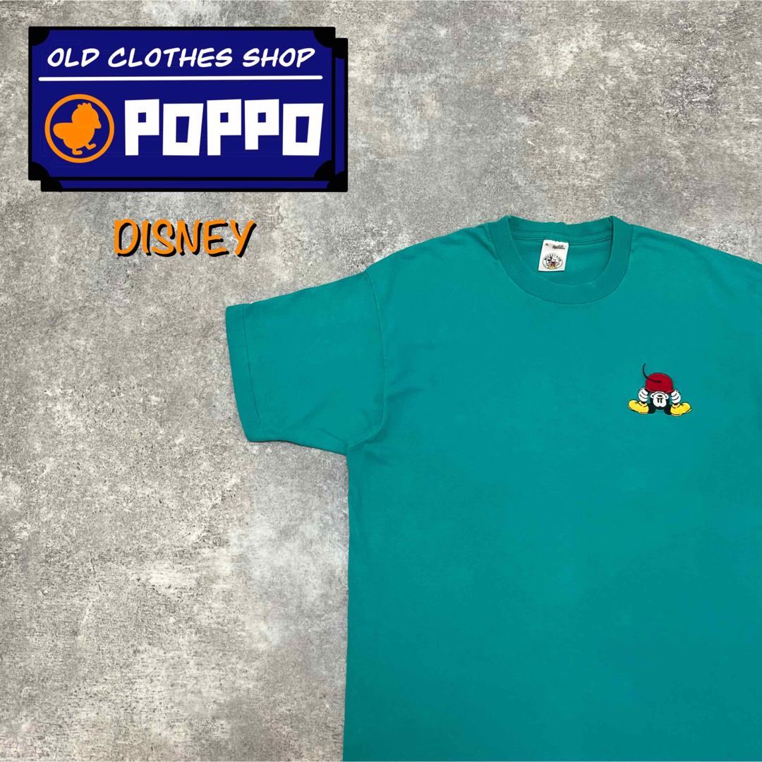 Disney(ディズニー)のディズニー☆USA製トンネルミッキーワンポイントキャラ刺繍Tシャツ 90s メンズのトップス(シャツ)の商品写真