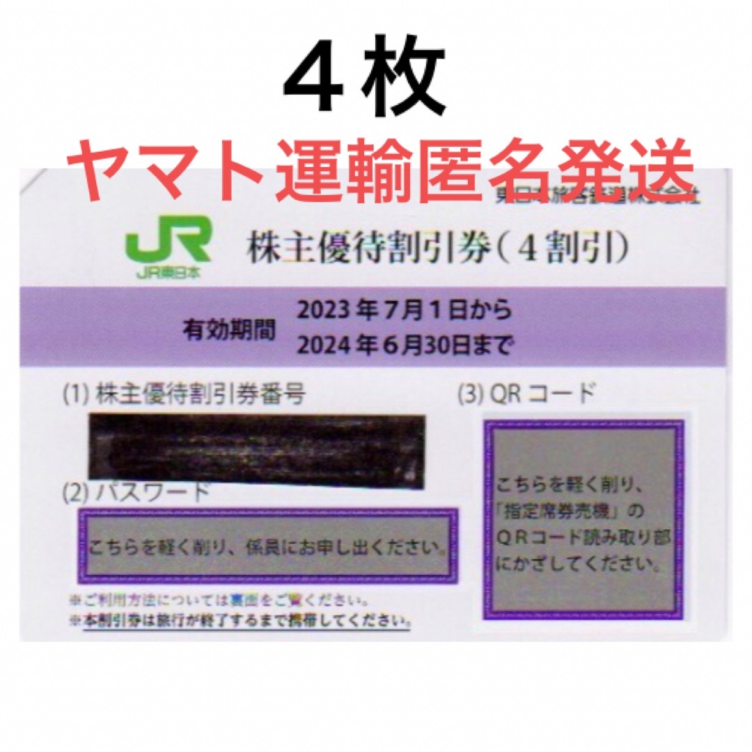 ４枚一組????JR東日本株主優待割引券????No.4JR東日本株主優待サービス券