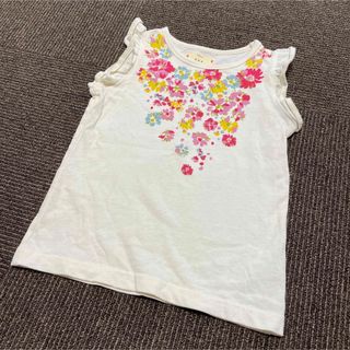 ベルメゾン(ベルメゾン)の美品 フリル タンクトップ 袖なし 花柄 ベルメゾン(Tシャツ/カットソー)