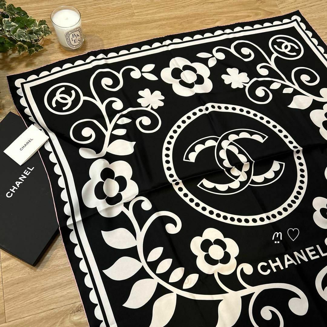 CHANEL シャネル 大判 スカーフ ショール カメリア 小物 ココマーク