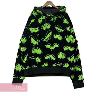 ルイヴィトン(LOUIS VUITTON)のLOUIS VUITTON 2022AW Eyes Graphic Jacquard Hoodie 1AAGWJ ルイヴィトン アイズグラフィックジャカードフーディ プルオーバーパーカー 総柄 ベロア モノグラム ブラック×グリーン サイズXXL【230705】【中古-A】【me04】(パーカー)