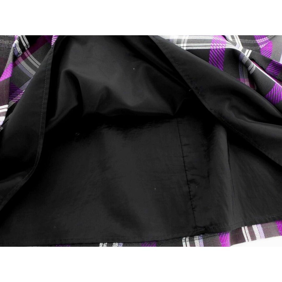 ReFLEcT(リフレクト)のReflect リフレクト チェック Aライン 台形 スカート size7/グレーｘ紫 ■■ レディース レディースのスカート(ミニスカート)の商品写真