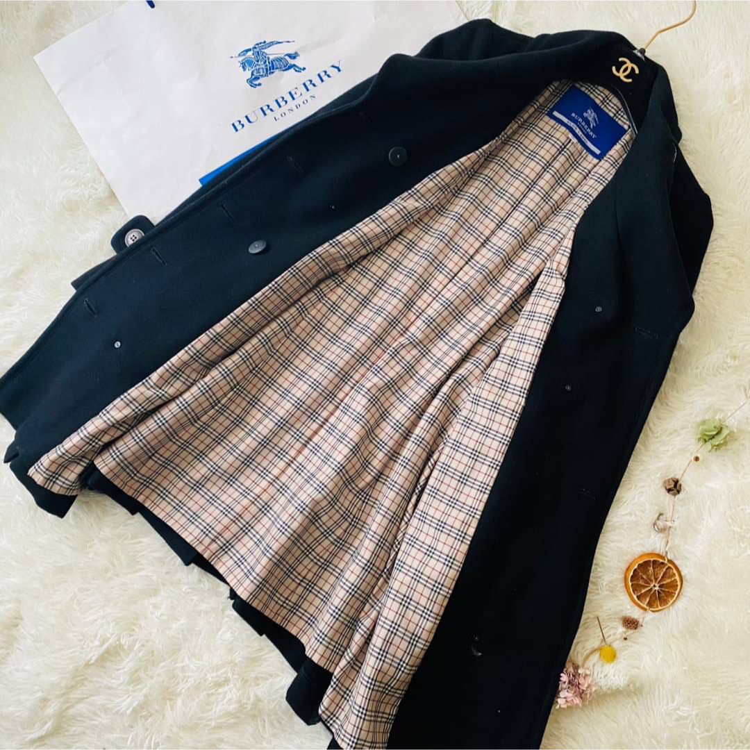 極美品 BURBERRY BLUE LABELプリーツコート ブラック 38-