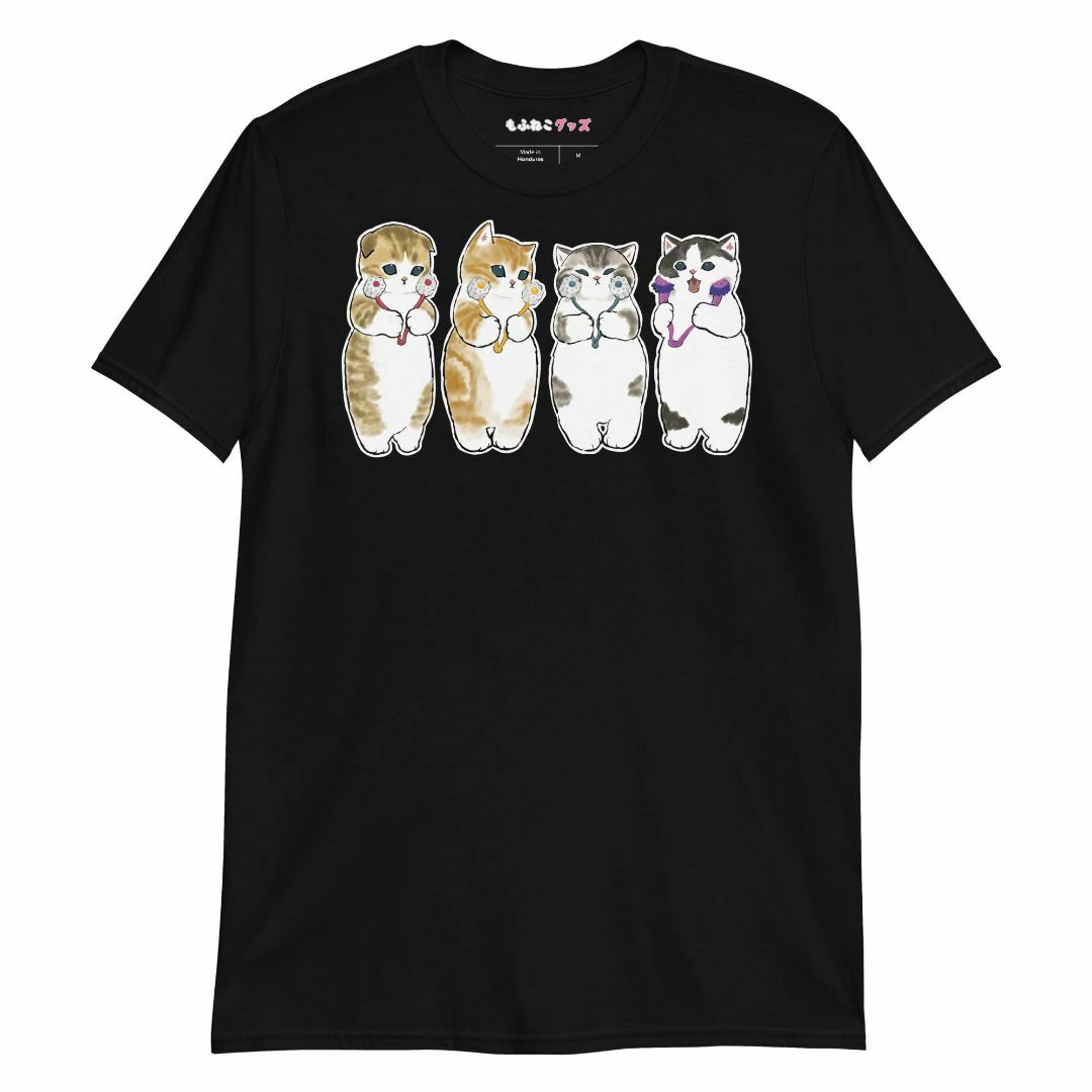 【色: ブラック】もふねこグッズ mofusand 半袖Tシャツ お顔コロコロに