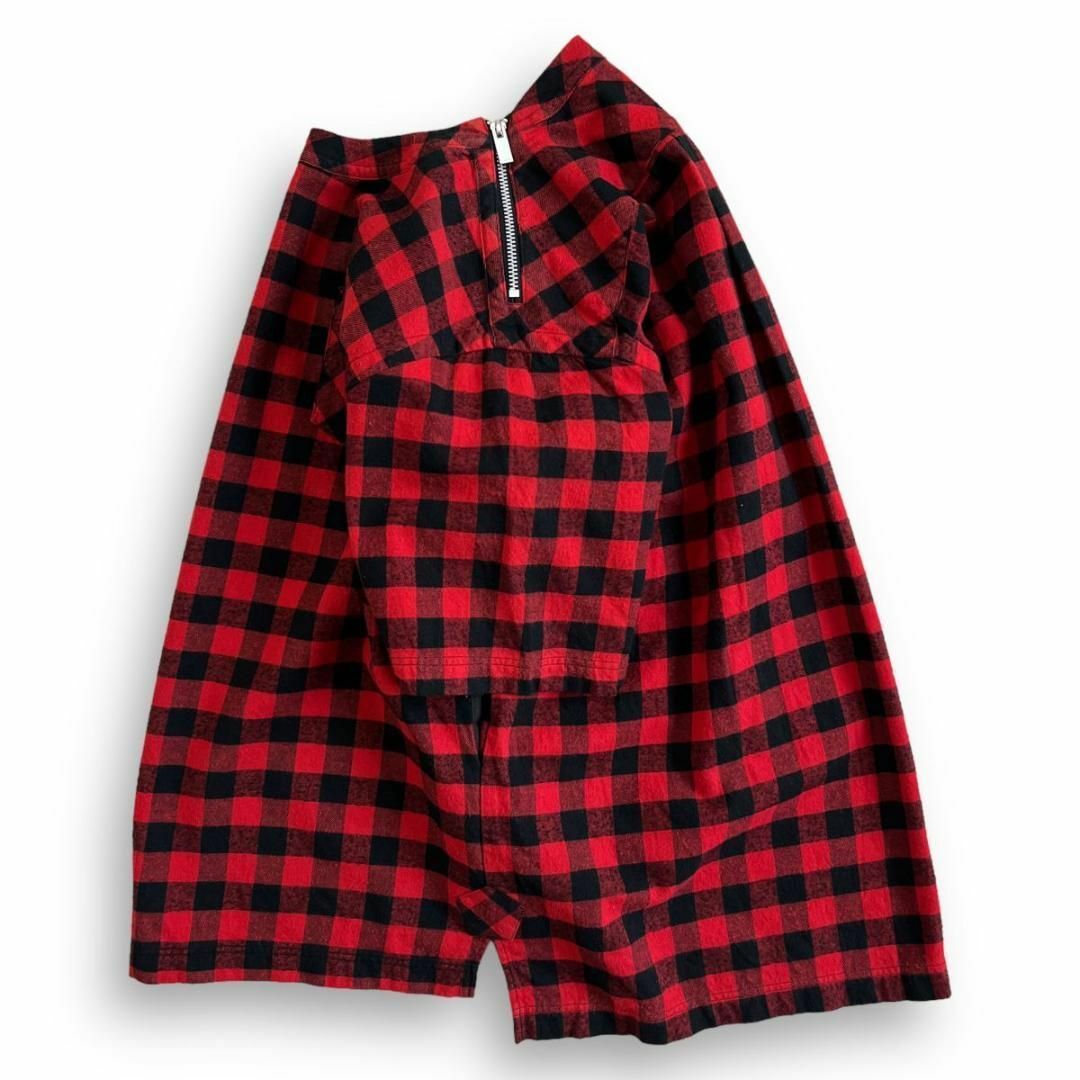 sacai サカイ チェック柄 半袖 プルオーバー シャツ 1 メンズ 赤 黒