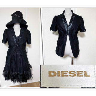 ディーゼル(DIESEL)のディーゼル　半袖　ジャケット　黒　無地　ブラック　パンク　ロック　個性的(テーラードジャケット)
