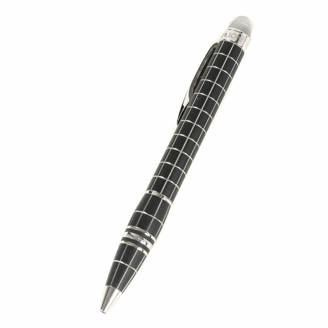 約14cmグリップ幅良品△MONTBLANC モンブラン スターウォーカー メタルラバー PIX ホワイトスター ツイスト式 ボールペン 黒×シルバー ドイツ製 筆記確認◎