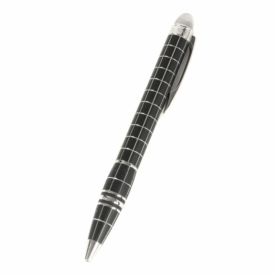 MONTBLANC モンブラン スターウォーカー メタル ラバー ボールペン MB25610 回転繰り出し式 黒インク 文房具 チェック柄  ホワイトスター ブラック シルバー 【メンズ】【中古】