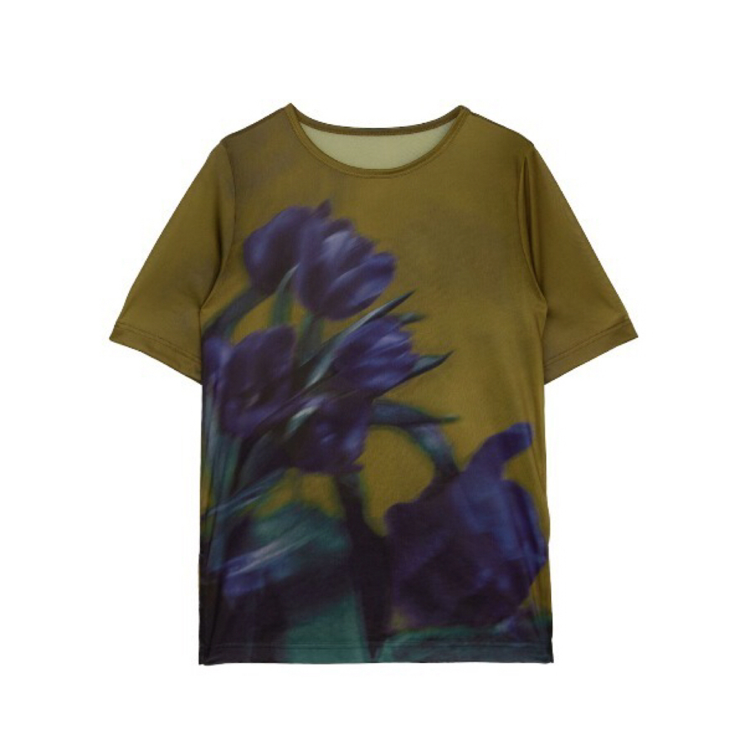 新品 AMERI SHEER FLOWERBASE PRINT TOP ベージュ