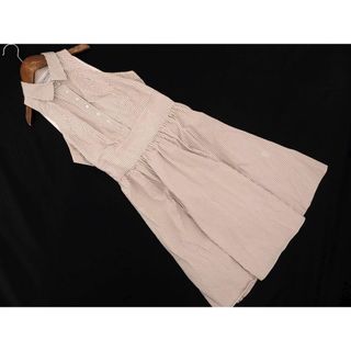 ZARA basic ザラ ベーシック ストライプ ノースリーブ ワンピース sizeXS/白ｘベージュ ■◆ レディース(ひざ丈ワンピース)