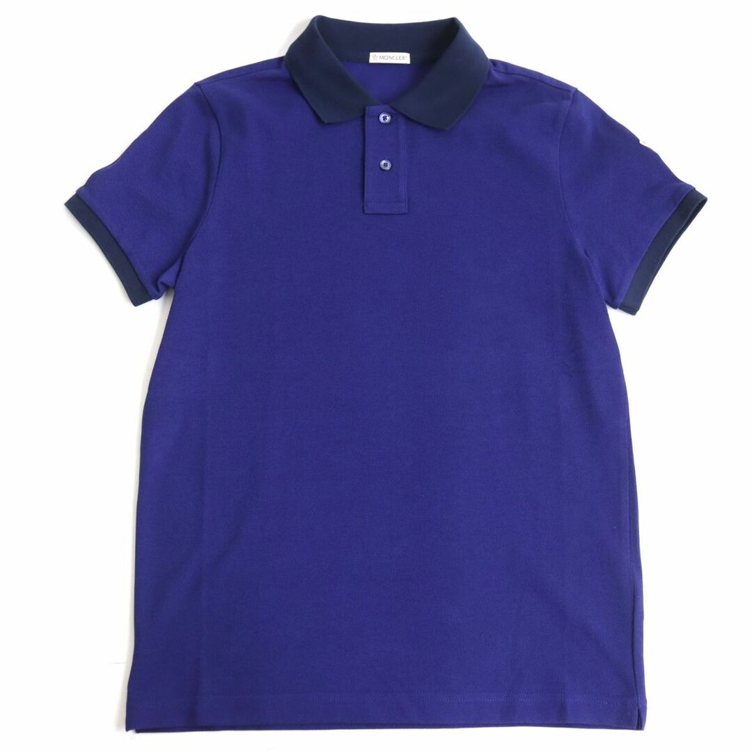 極美品◆MONCLER モンクレール MAGLIA POLO MANICA CORTA ロゴワッペン付き コットン100％ 半袖 ポロシャツ ネイビー S