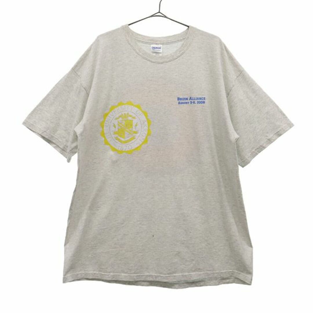 GILDAN 4段プリント 半袖TシャツL グレー