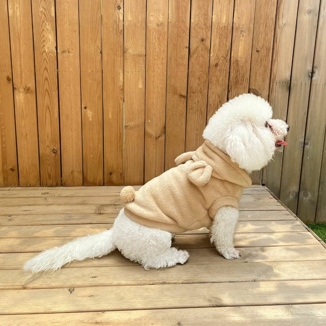 【色: ブラウン】KTTGYRE 犬服 ふわふわ かわいい パーカー ジャケット