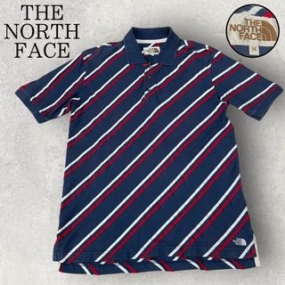 ザノースフェイス(THE NORTH FACE)の激レア 茶タグ THE NORTH FACE ストライプ ポロシャツ ネイビー(ポロシャツ)