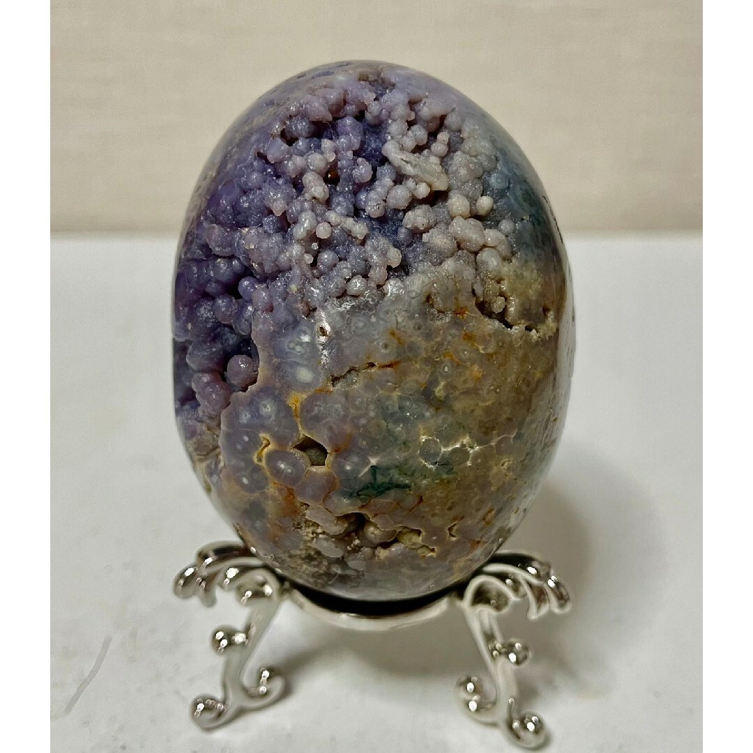 グレープアゲート カルセドニー エッグ 卵形 鉱物標本 葡萄瑪瑙原石 風水晶 2