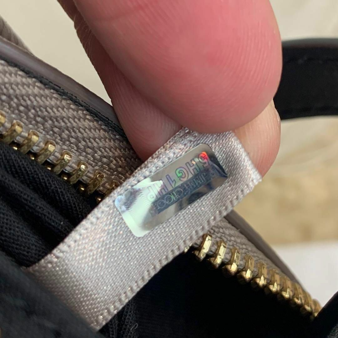 ☆美品☆JIMMY CHOO ミニサラ 2WAY スモールトートバッグ グレー系