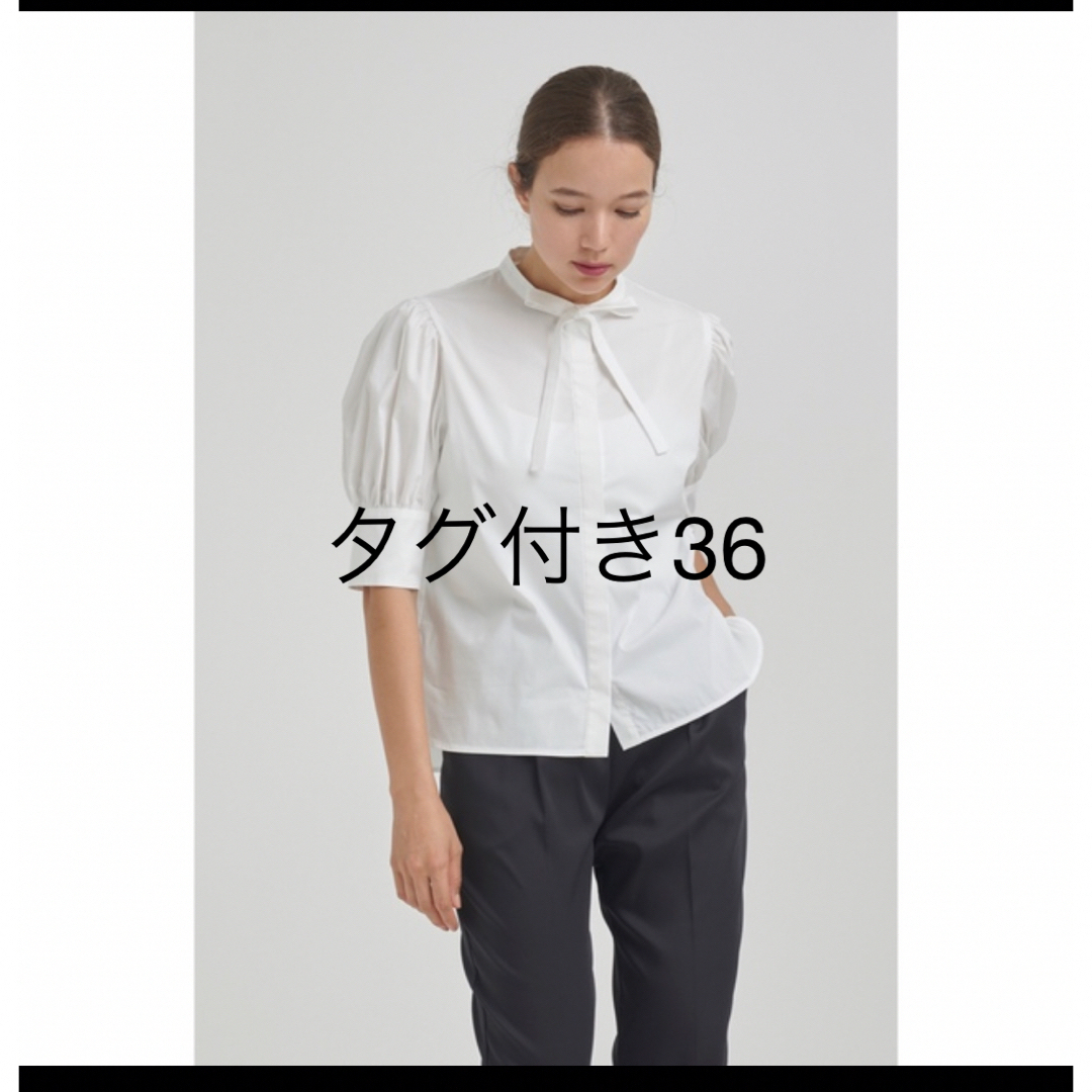 新品未使用 yori 2023 SS ショートスリーブリボンブラウス 36 新品未使用 yori 2023 SS ショートスリーブリボンブラウス 36
