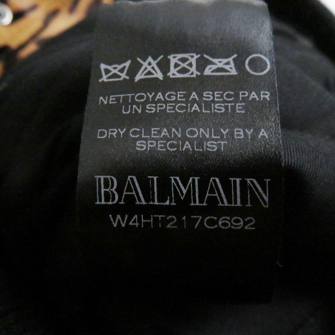 美品□BALMAIN/バルマン レオパード柄 ハラコレザー 中綿入り テディジャケット/ブルゾンジャケット 茶×黒系 52 フランス製 正規品 希少◎ 8