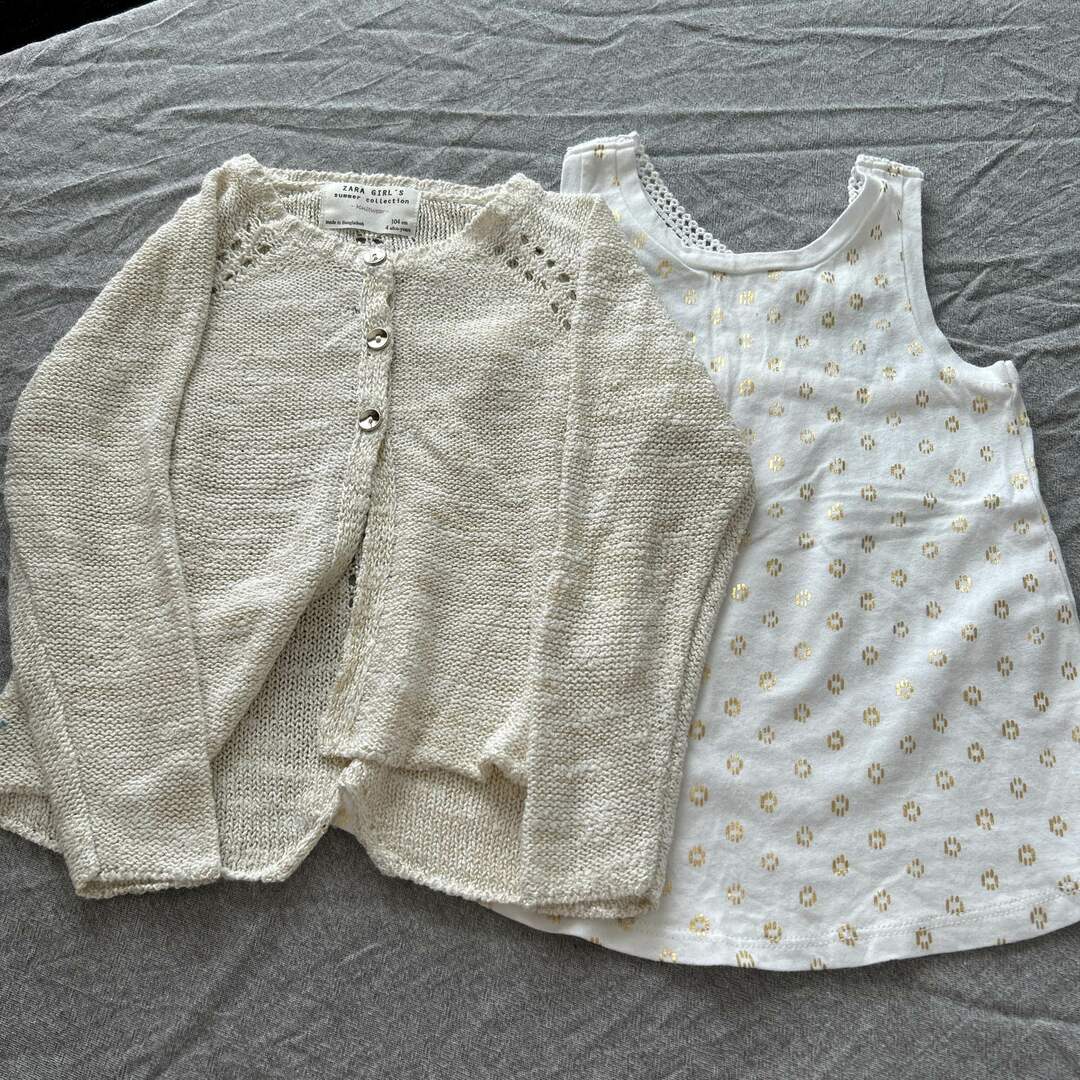 ZARA KIDS(ザラキッズ)の100  2点セット　カーディガン　タンクトップ キッズ/ベビー/マタニティのキッズ服女の子用(90cm~)(カーディガン)の商品写真