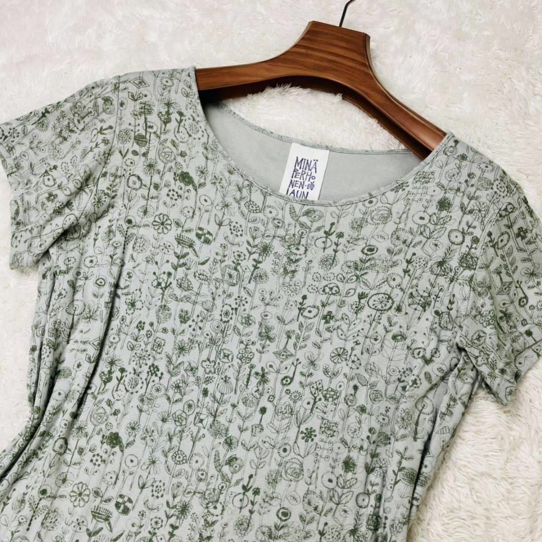 美品✨ミナペルホネン ワンピース letter of flower グリーン