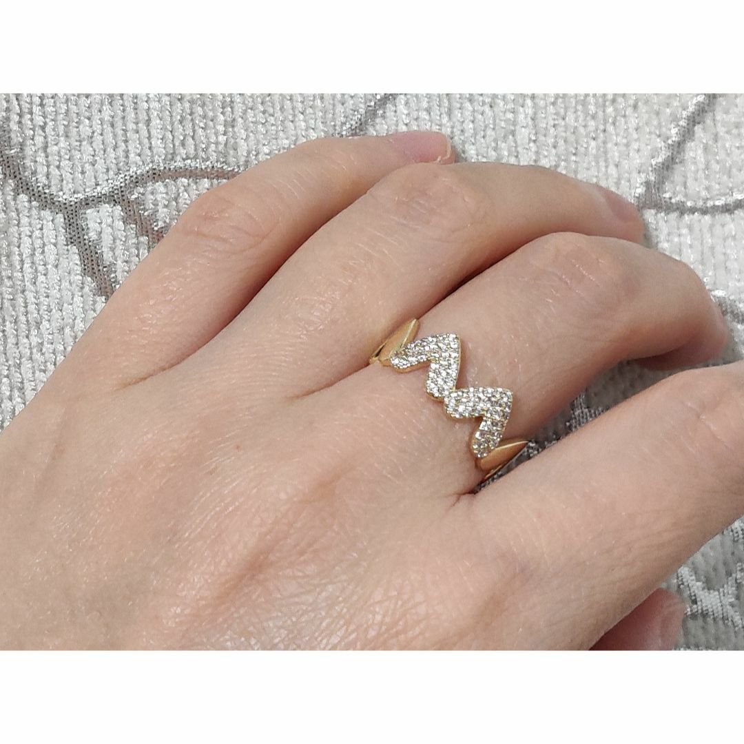 18K 指輪 RGP ゴールド ダイヤ CZ ハート リング gu1470e レディースのアクセサリー(リング(指輪))の商品写真