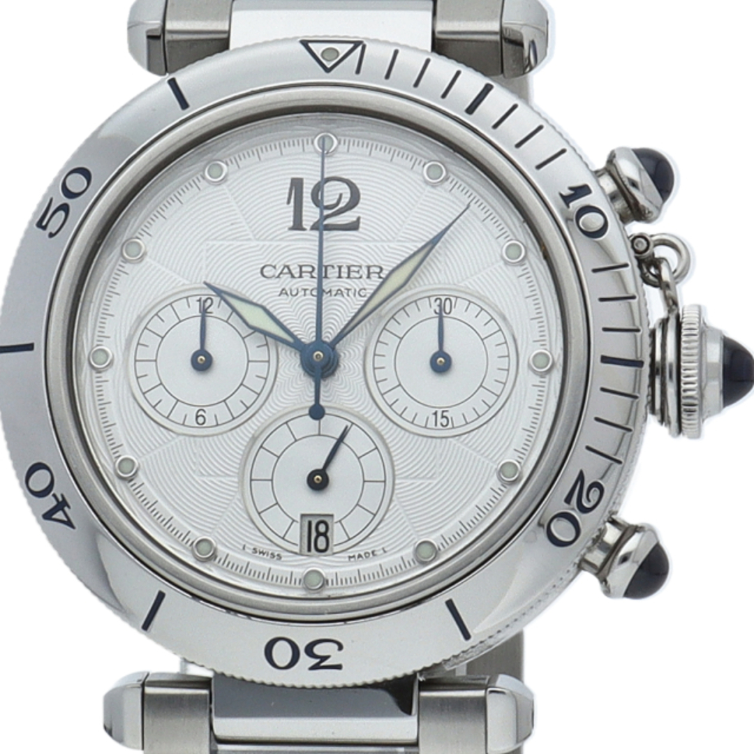 カルティエ パシャ 42mm クロノグラフ Pasha 42mm Chronograph W31085M7 箱 保証書 SS メンズ時計 シルバー 仕上げ済 美品