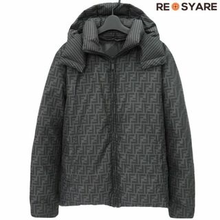 美品□2021年製 FENDI/フェンディ FW1087 AGZJ ズッカ FFロゴ総柄 PUFFY JACKET リバーシブル ダウンジャケット/パフィージャケット 青 46　t15-st30316-267