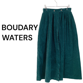 【BOUNDARY WATERS】コーデュロイ ロングスカート ボタン 緑(ロングスカート)
