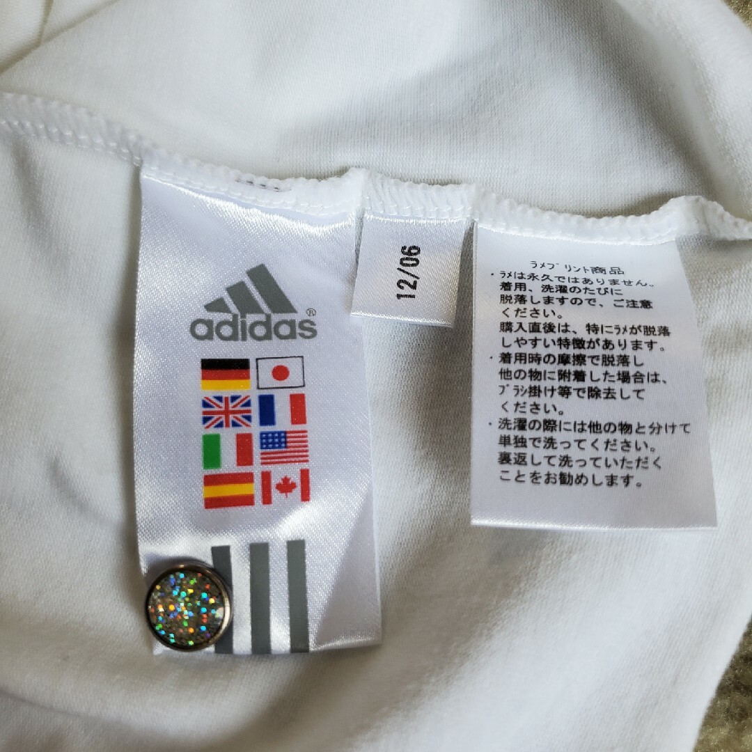 adidas(アディダス)のアディダス　Tシャツ　ヘンリーネック　ラメボタン レディースのトップス(Tシャツ(半袖/袖なし))の商品写真