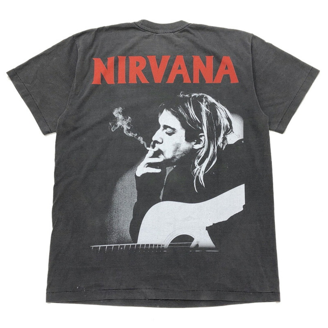 カート・コバーン Tシャツ 半袖 KURT COBAIN バンドTシャツ サイズ：メンズ XL 相当 ビッグサイズ フェード ブラック スミクロ【新品】