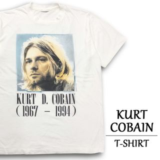 カート・コバーン Tシャツ 半袖  KURT COBAIN    追悼  バンドTシャツ  サイズ：メンズ XL 相当  ビッグサイズ  ホワイト【新品】(Tシャツ/カットソー(半袖/袖なし))