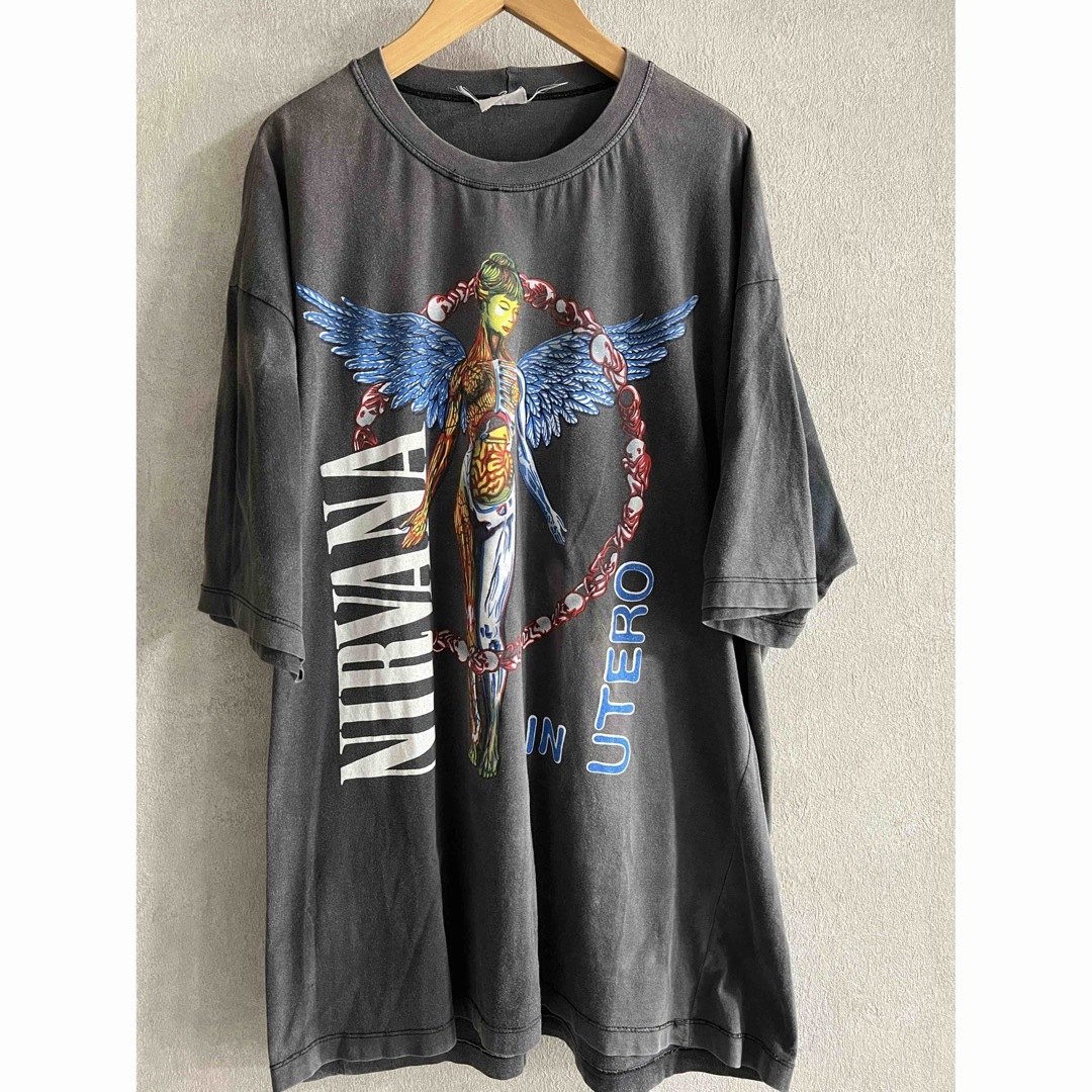 NIRVANA BOOTLEG IN UTERO BLACK FITS XL メンズのトップス(Tシャツ/カットソー(半袖/袖なし))の商品写真