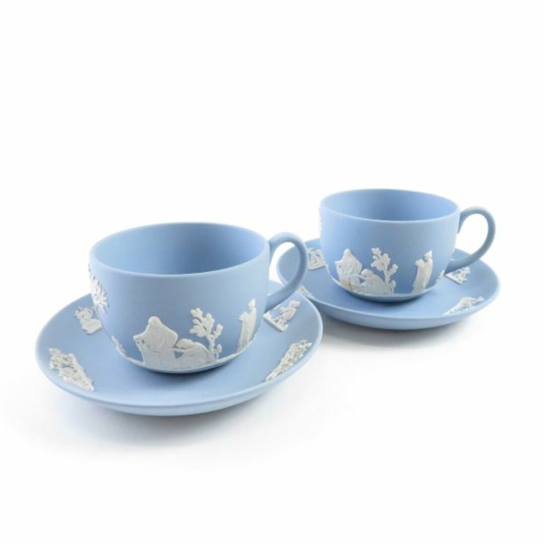 美品 WEDGWOOD ウェッジウッド ジャスパー ティーカップ＆ソーサー 2客