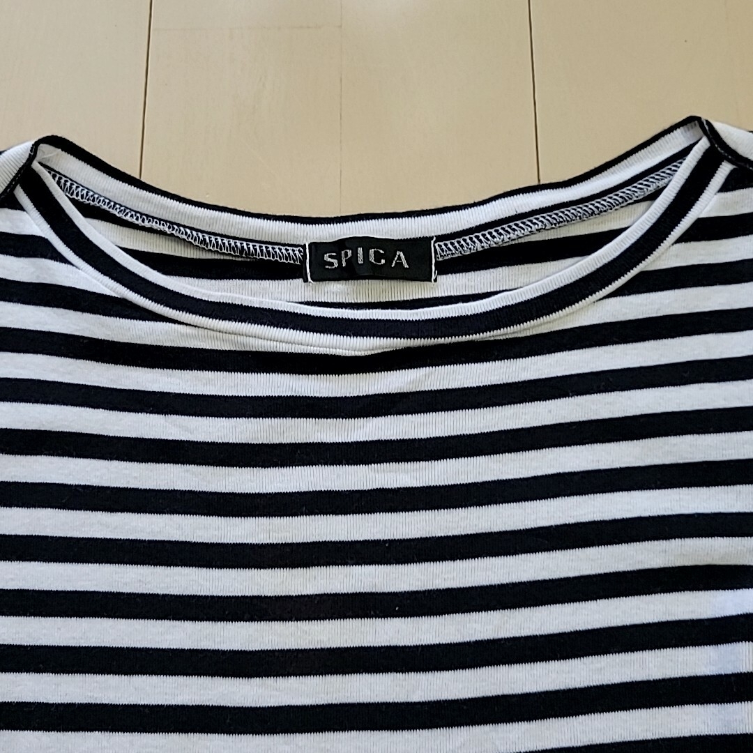 SPIGA(スピーガ)の未使用 SPIGA カットソー M ホワイト ブラック ボーダー Tシャツ 綿 レディースのトップス(カットソー(半袖/袖なし))の商品写真