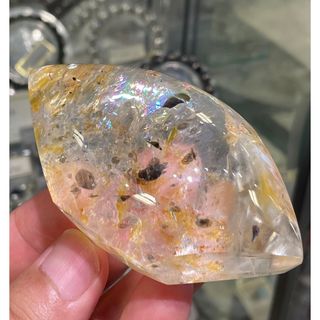 激安】 厳選逸品 ライモライトインクォーツ置物 虹入り!ヘマタイト
