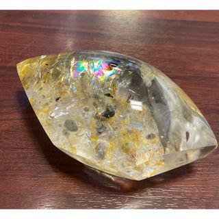 厳選逸品 ライモライトインクォーツ置物 虹入り!ヘマタイト入り!オーロラクォーツ