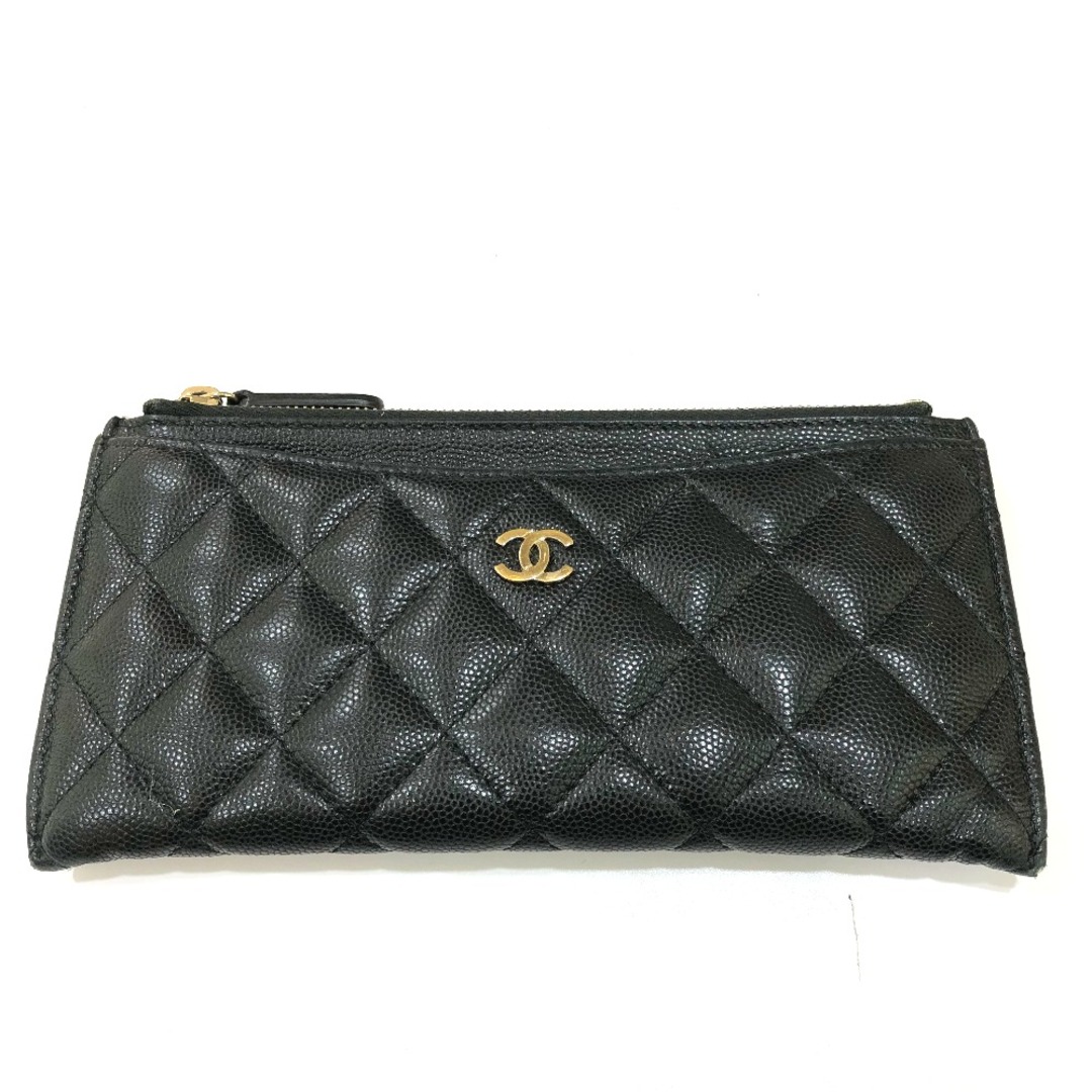 シャネル CHANEL CC マトラッセ スリムウォレット/サイフ 長財布 キャビアスキン ブラック