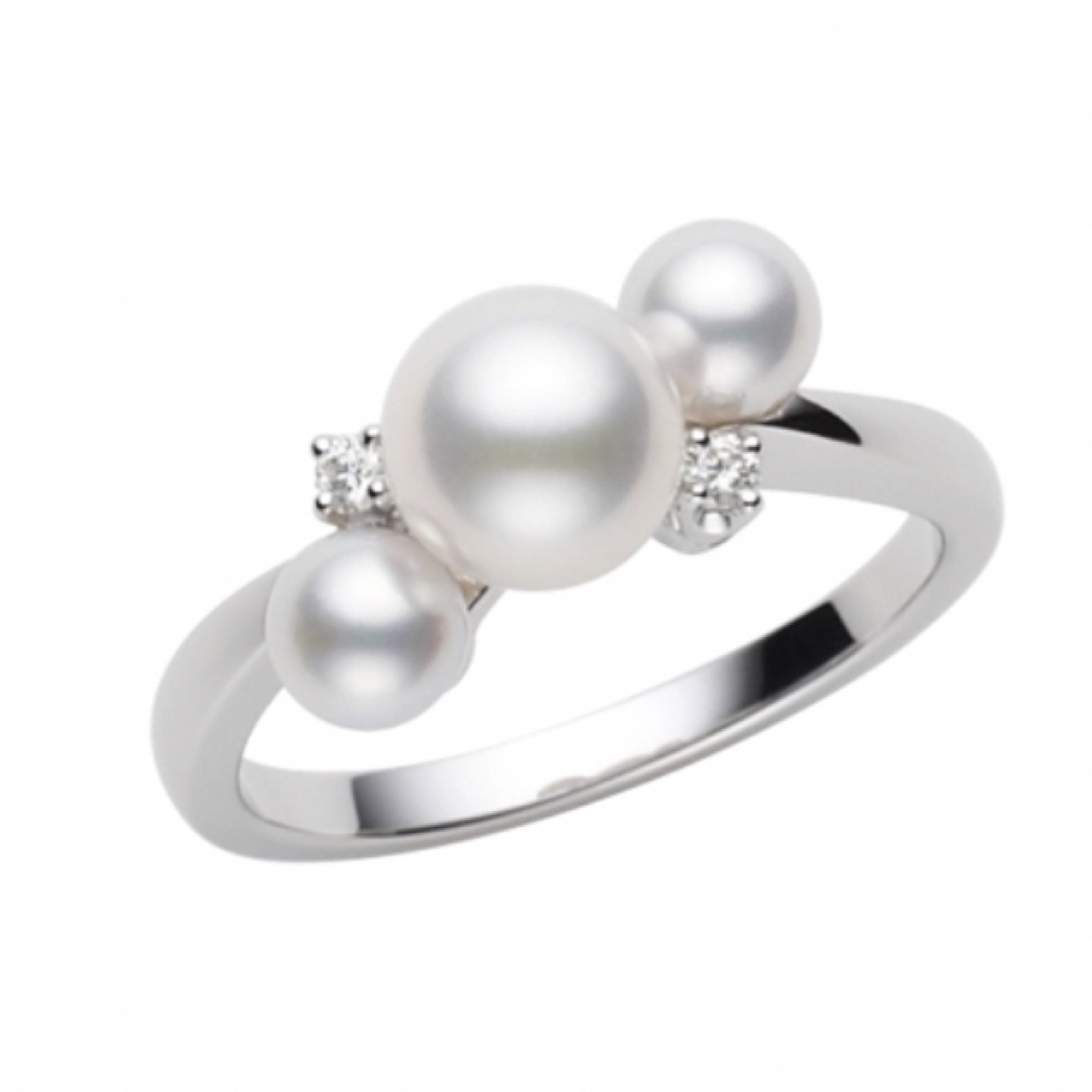 ◆MIKIMOTO ミキモト  現行品　リング　パール　ダイヤk18wg