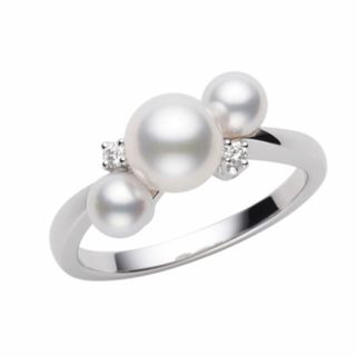 ミキモト(MIKIMOTO)の現行品 美品 ミキモト K18WG リング ダイヤ パール PR-829U(リング(指輪))