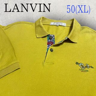 ランバン(LANVIN)の美品 LANVIN studio ランバン ポロシャツ 花柄 イエロー 黄(ポロシャツ)