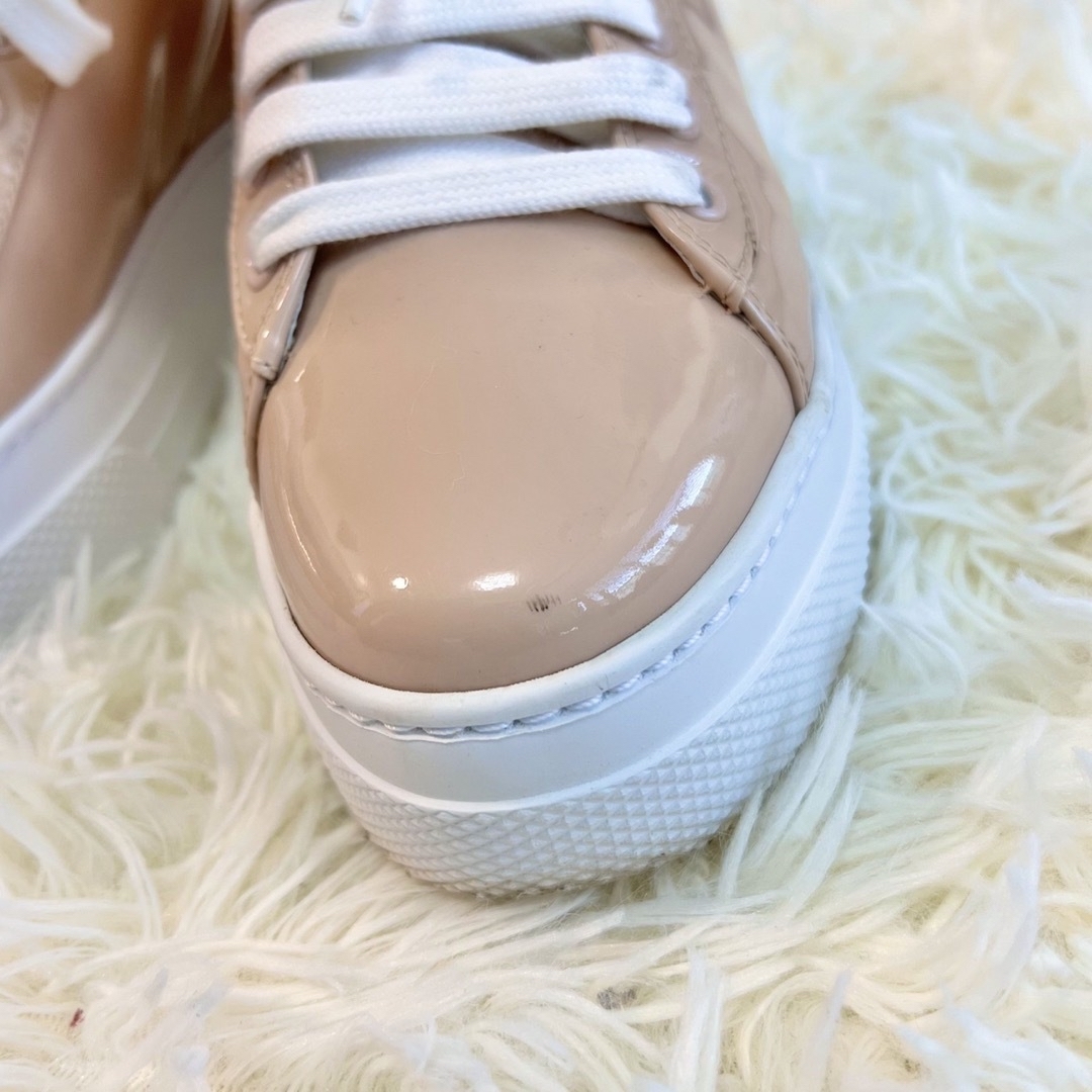 履き心地◎ miumiu ミュウミュウ レザー スニーカー 厚底 クリスタル
