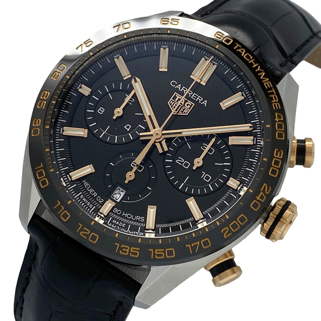 タグ・ホイヤー TAG HEUER カレラ キャリバーホイヤー02 スポーツクロノ CBN2A5A.FC6481 SS/K18PG/純正尾錠・純正レザーベルト 自動巻き メンズ 腕時計