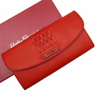 サルヴァトーレフェラガモ Salvatore Ferragamo ラウンドファスナー長財布 ガンチーニ レザー レッド レディース 送料無料 55501g