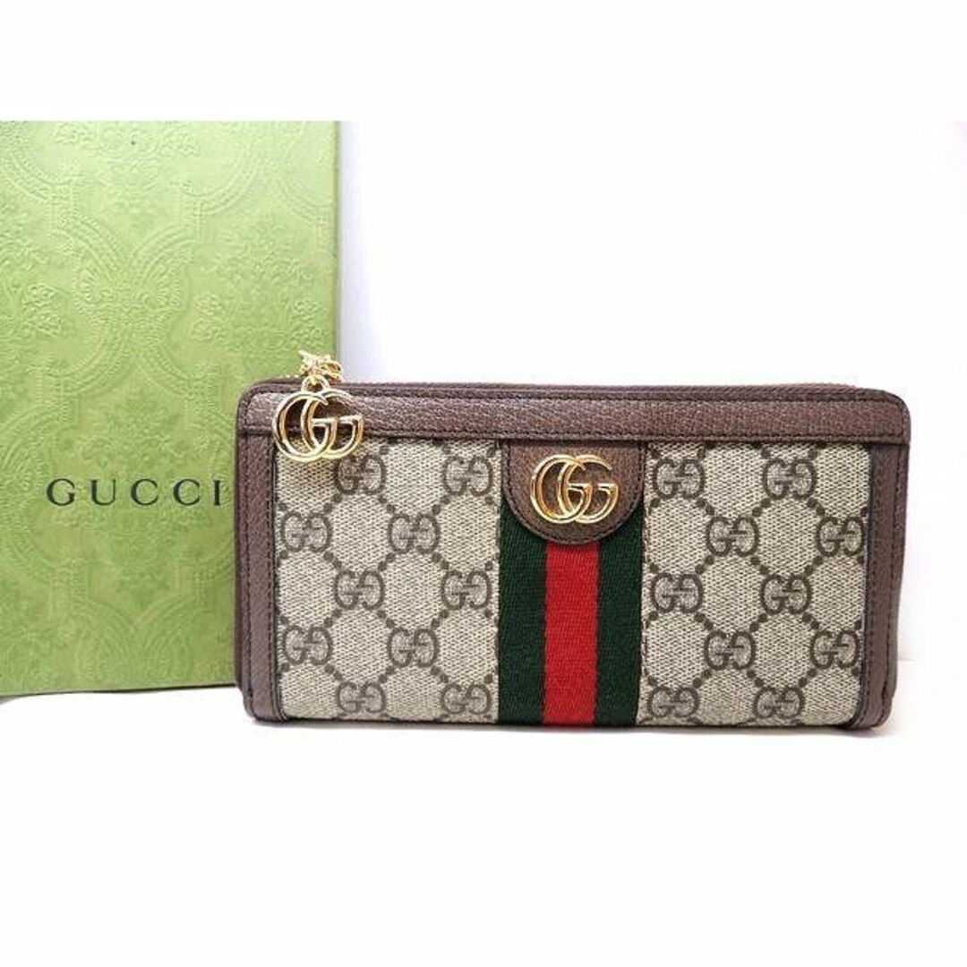 未使用 グッチ 財布 □ 523154 GGスプリーム ジップアラウンドウォレッ