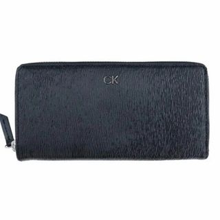 カルバンクライン(Calvin Klein)のカルバンクライン 長財布 ラウンドファスナー CK レザー ブラック じゃばら(長財布)