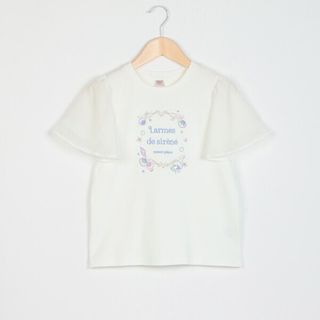 メゾピアノジュニア(mezzo piano junior)のメゾピアノ新品新作タグ付きシェル刺しゅうフレアスリーブTシャツ150(Tシャツ/カットソー)