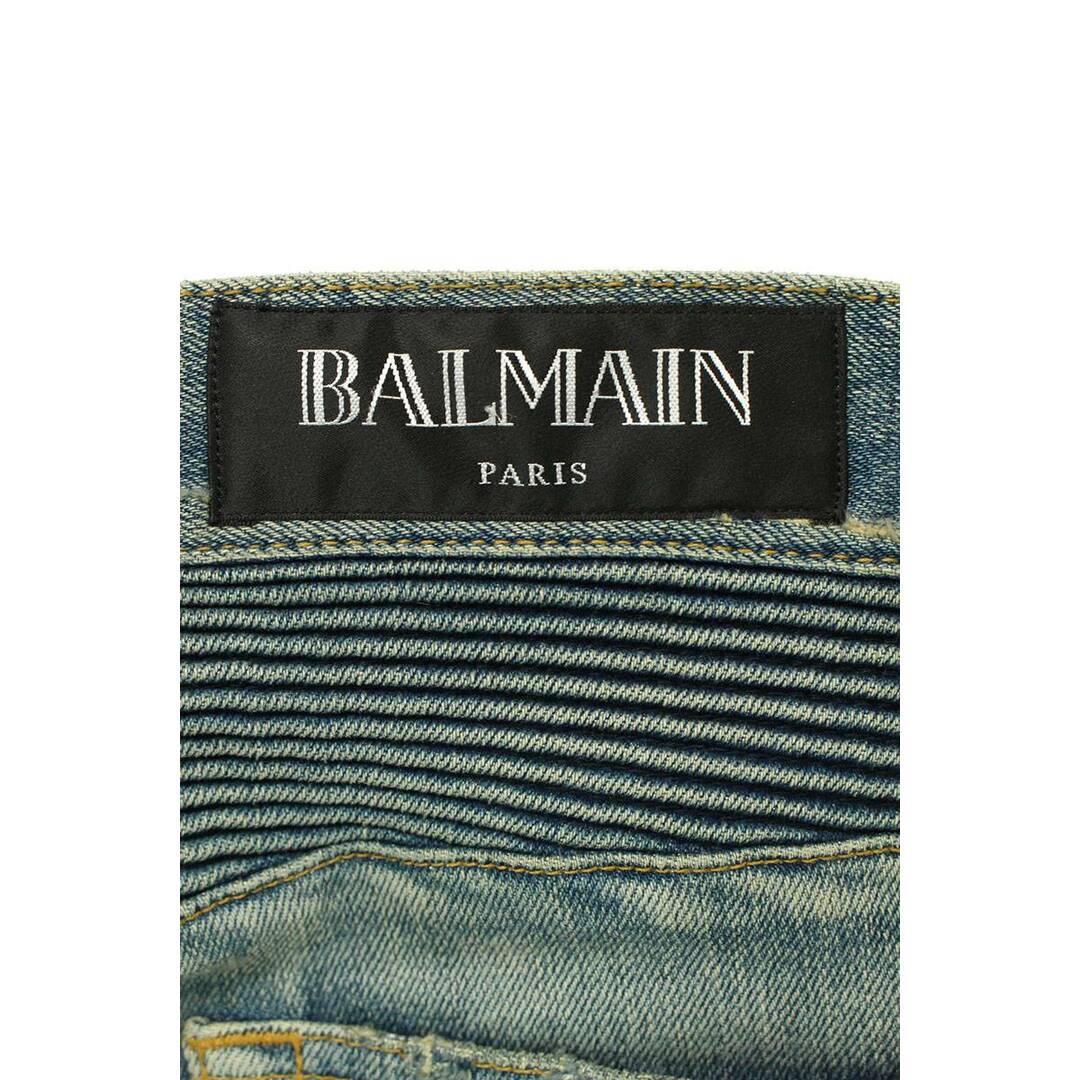 BALMAIN - バルマン POHT551C710V クラッシュ加工蛇腹バイカーデニム